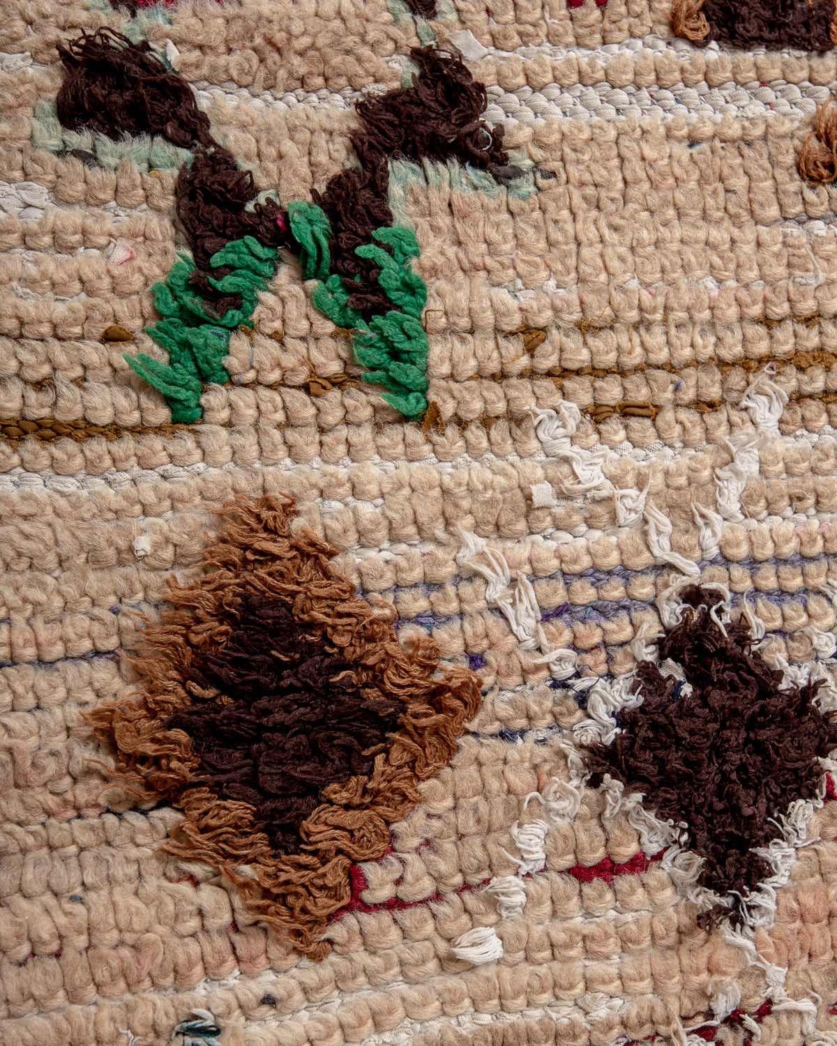 Modern, designer, handcrafted Berber rug from Morocco. Vintage carpet with beautiful colours and patterns and fluffy texture.